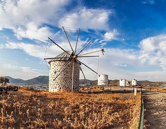 windmills bodrum scenery